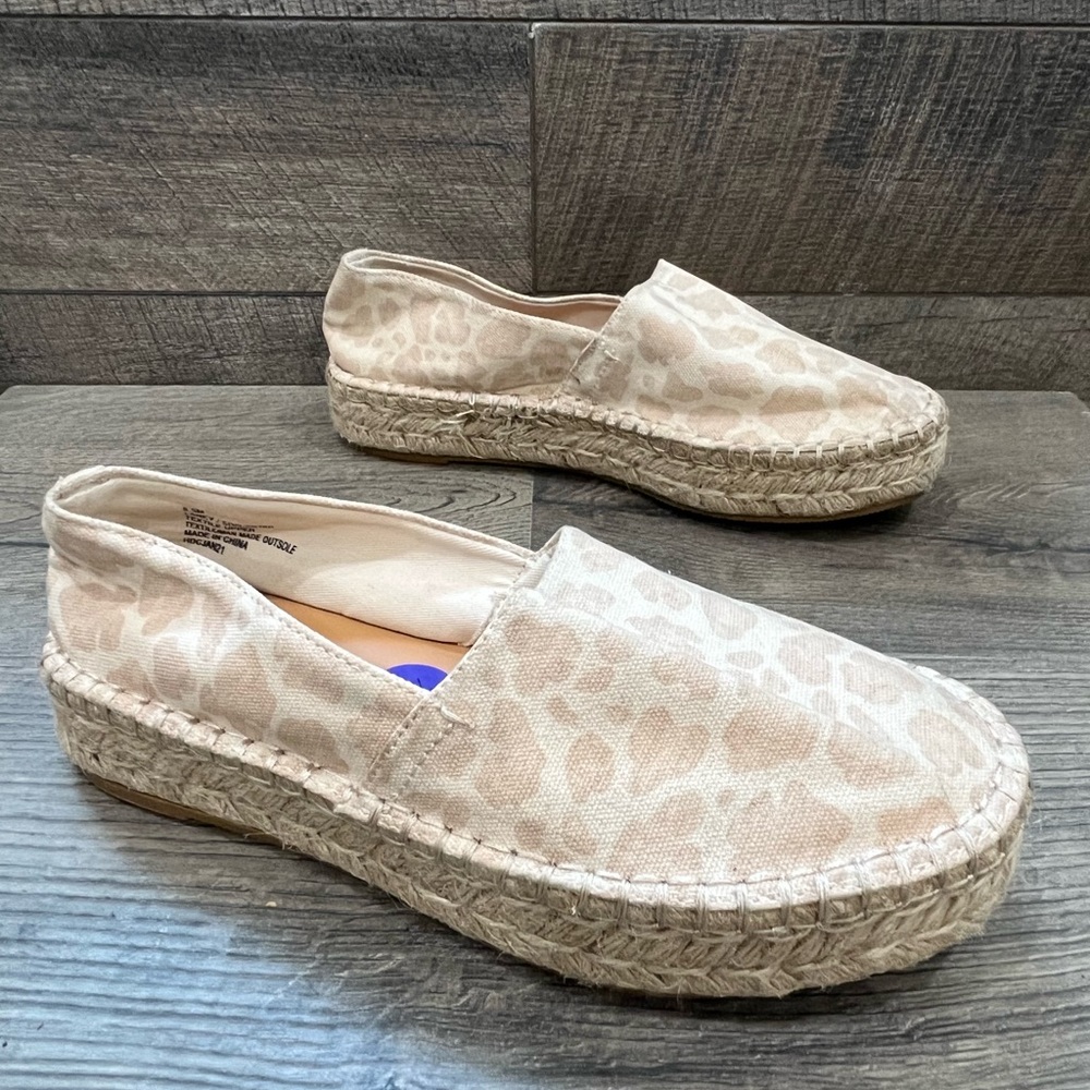 Splendid Laney Tan Cream Textile Slip On Loafer Espadrille Platform Flat 8.5 NEW
